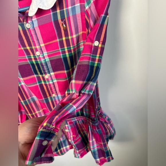 POLO Ralph Lauren Pink Multicolour Plaid Tartan Dress Preppy Fall Size 5 Girls - Picture 9 of 9